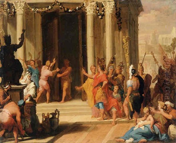 The Emperor Augustus Ordering The Closing Og The Doors Of The Temple Of Janus Oil Painting by Louis de Boulogne the Younger