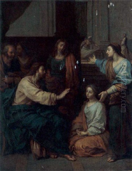 Christ At The House Of Martha And Mary by Louis de Boulogne the Younger