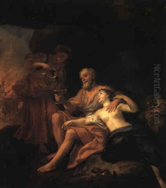 Lot And His Daughters Oil Painting by Louis de Boulogne the Younger