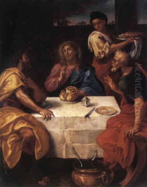 Christ Et Emmaus Oil Painting by Louis de Boulogne the Younger