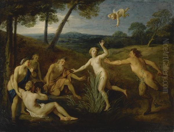 Pan And Syrinx Oil Painting by Bon De Boulogne