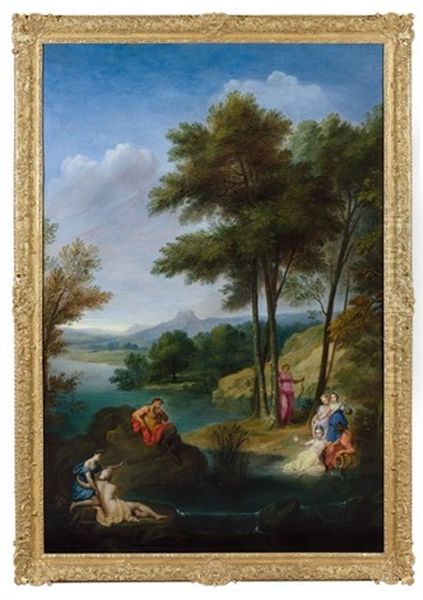 Paysage Avec Pan Et Syrinx Oil Painting by Bon De Boulogne