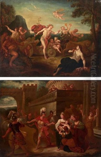 Bacchus Et Ariane Et Les Adieux D'hector A Andromaque (pair) Oil Painting by Bon De Boulogne