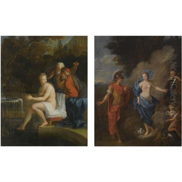 An Allegory Of War And Peace (pair) Oil Painting by Bon De Boulogne