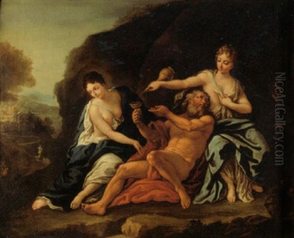 Loth Et Ses Filles (genese I, 19, 30-35) Oil Painting by Bon De Boulogne