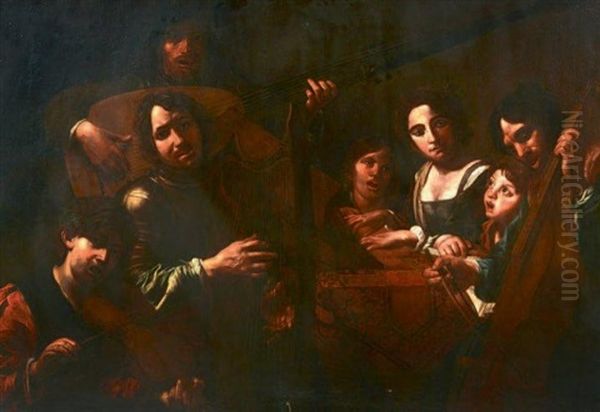 Concert Dans Un Interieur Oil Painting by Valentin De Boulogne