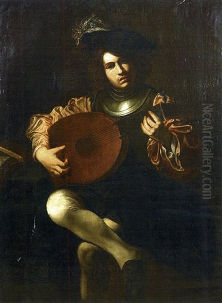 Jeune Garcon Au Luth Oil Painting by Valentin De Boulogne