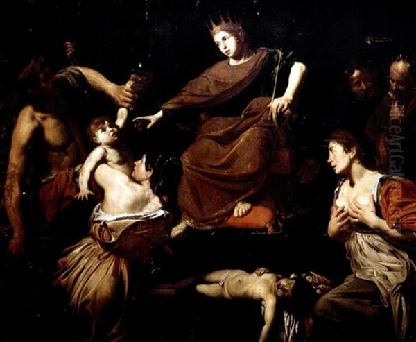 The Judgement Of Solomon Oil Painting by Valentin De Boulogne