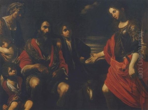 Erminia Tra I Pastori Oil Painting by Valentin De Boulogne