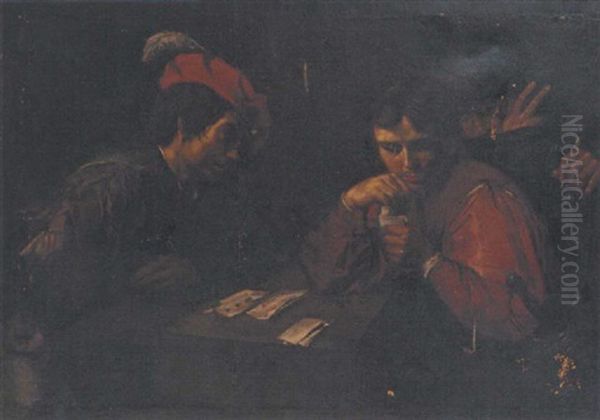 Card Sharps Oil Painting by Valentin De Boulogne