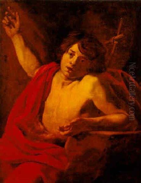 Johannes Der Taeufer Als Junger Mann Oil Painting by Valentin De Boulogne