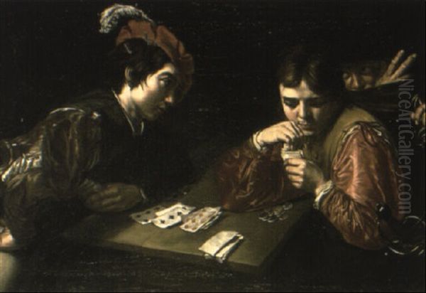 The Cheat At Cards Oil Painting by Valentin De Boulogne