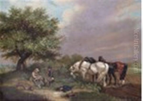 The Ploughman's Lunch Oil Painting by Augustus S. Boult