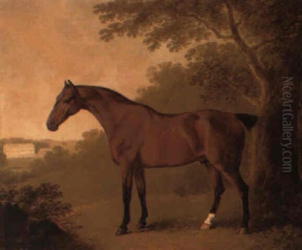 A Hunter In A Wooded Landscape With A Country House Beyond Oil Painting by John Boultbee