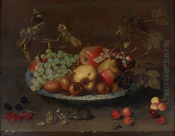 Coupe De Fruits Sur Un Entablement De Pierre Oil Painting by Johannes Bouman