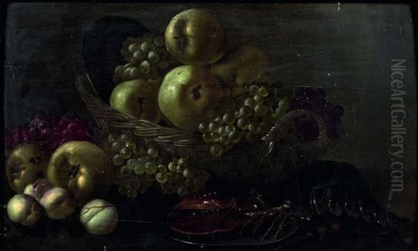 Nature Morte Aux Pommes Et Homard Oil Painting by Johannes Bouman