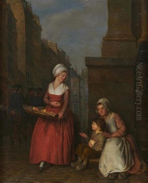 La Marchande De Pommes Oil Painting by Michel Honore Bounieu