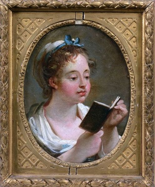 Jeune Fille Au Livre Oil Painting by Michel Honore Bounieu