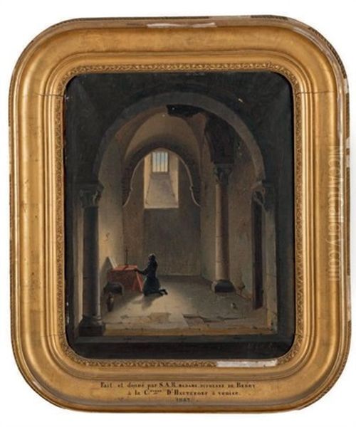 Chevalier Priant Dans Une Chapelle Oil Painting by Marie-Caroline de Bourbon-Deux-Siciles