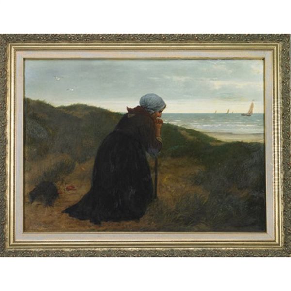 Fisherman's Wife Praying For A Happy Return Oil Painting by Henri Bource