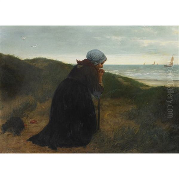 Fisherman's Wife Praying For A Happy Return Oil Painting by Henri Bource