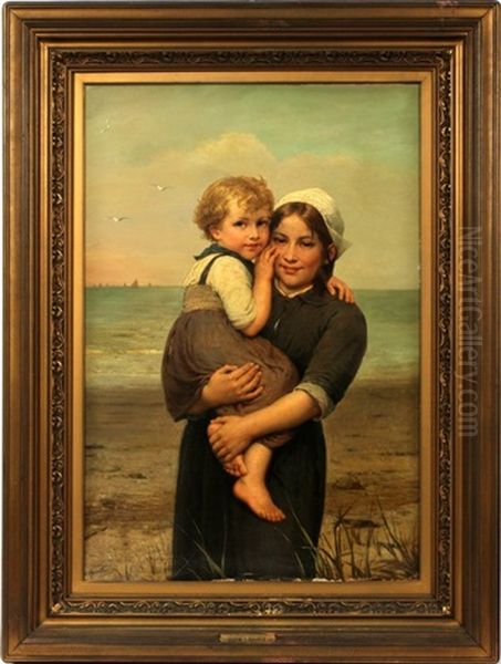 Maternal Happiness Oil Painting by Henri Jacques Bource