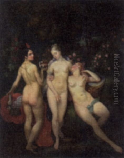 The Three Graces Oil Painting by Jules Joseph Guillaume Bourdet