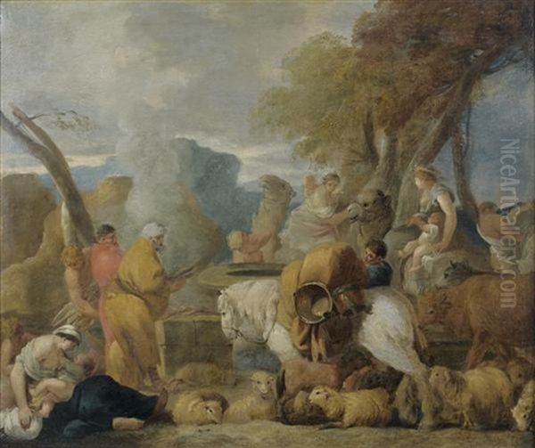 Le Voyage D'abraham En Egypte Oil Painting by Sebastien Bourdon