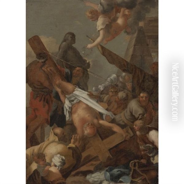 The Crucifixion Of Saint Peter Oil Painting by Sebastien Bourdon