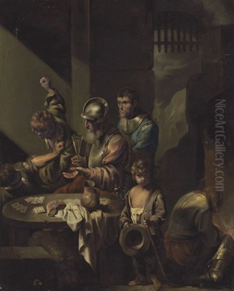 A Brawl In A Guardroom Oil Painting by Sebastien Bourdon