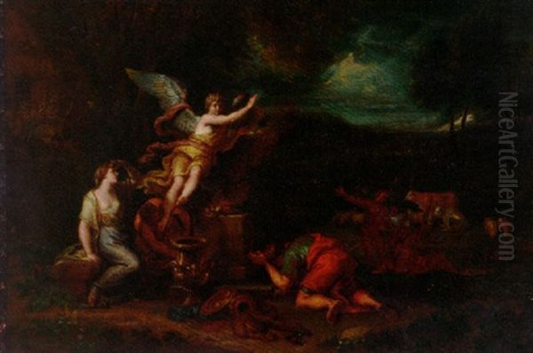 The Sacrifice Of Manoah Oil Painting by Sebastien Bourdon