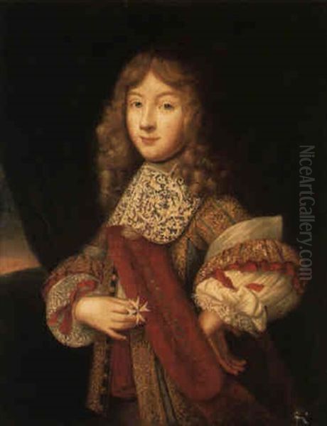 Portrait Of A Young Nobleman With Badge Of The Order Of The Knights Of Malta Oil Painting by Sebastien Bourdon