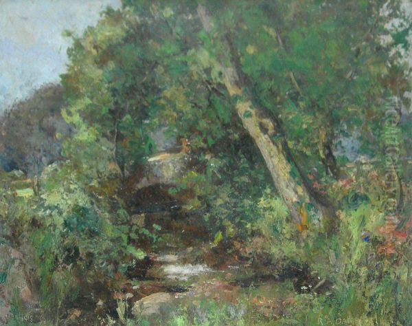 A Woodland Stream Oil Painting by Robert Alexander Dakers