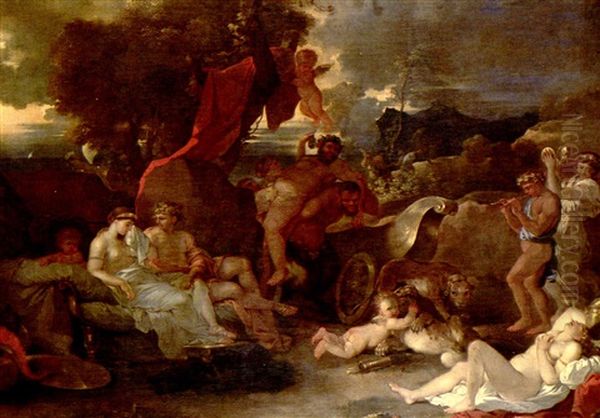 Bacchus Comforting The Abondoned Ariadne Oil Painting by Sebastien Bourdon