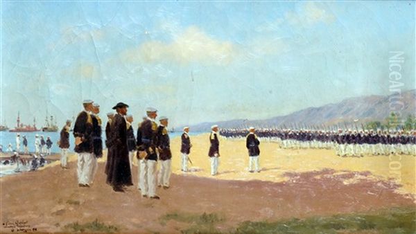 Revue Militaire Oil Painting by Gustave Bourgain