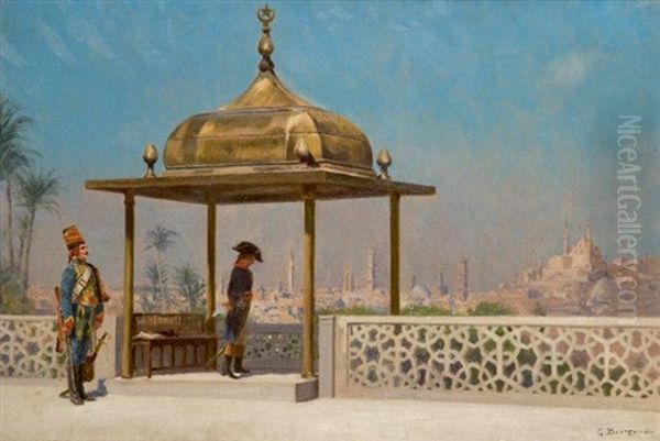 Bonaparte Sur Un Terrasse Au Caire Oil Painting by Gustave Bourgain