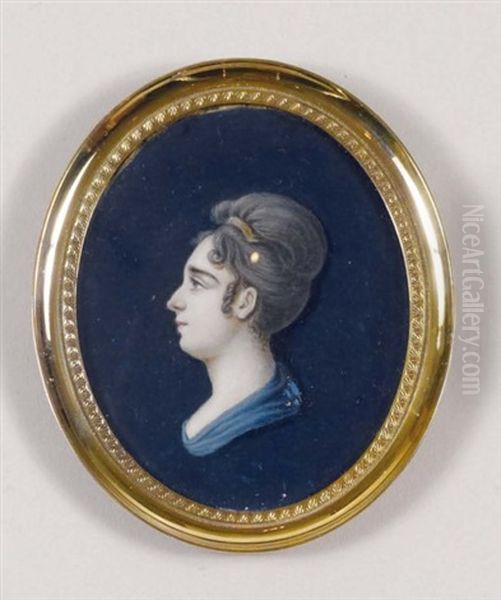 Portrait De Jeune Femme De Profil Vers La Gauche Coiffee D'un Haut Chignon A Peigne Oil Painting by Charles-Guillaume-Alex Bourgeois