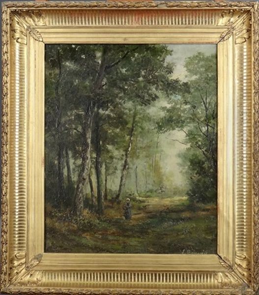 Jeune Femme Dans Les Bois Oil Painting by Eugene Bourgeois