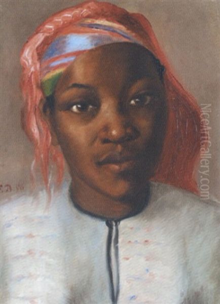 Portrait De Jeune Marocaine Du Sud Oil Painting by Eugene Bourgeois