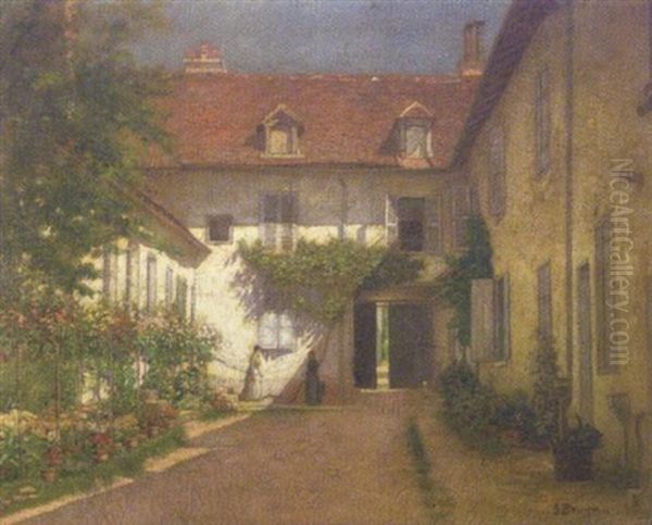 Cour Interieure D'une Maison A La Campagne Oil Painting by Georges Bourgin