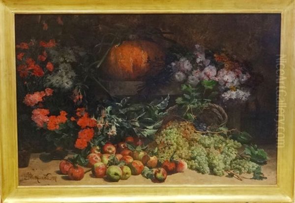 Importante Nature Morte A La Citrouille Oil Painting by Pierre Bourgogne