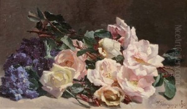 Jetee De Fleurs Oil Painting by Pierre Bourgogne