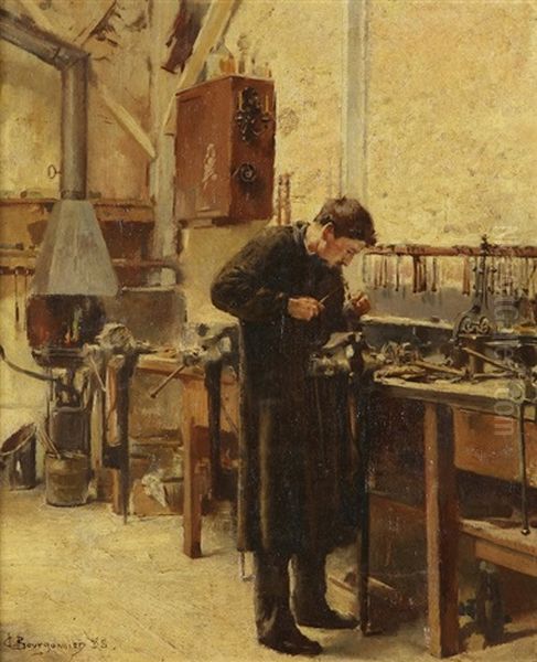 In The Workshop Oil Painting by Claude Charles Bourgonnier