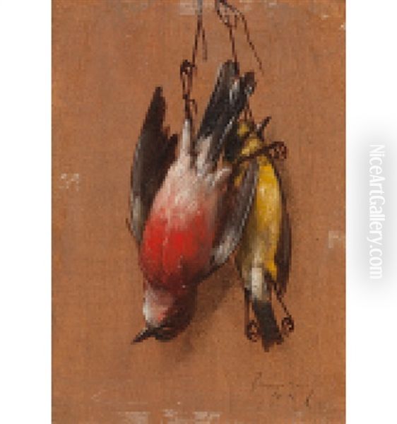 Jagdstillleben Mit Zwei Toten Vogeln Oil Painting by Maurice-Jean Bourguignon