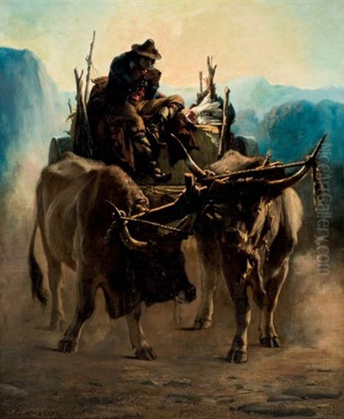 Carreta De Bueyes Oil Painting by Antoine Joseph Bourlard