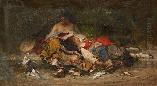 La Sieste Oil Painting by Antoine Joseph Bourlard