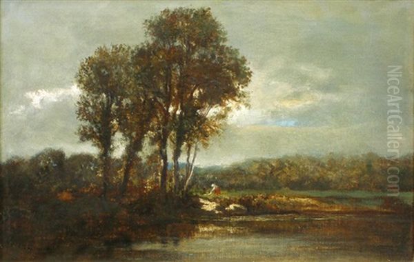 Paysage A La Lavandiere Oil Painting by Francois Edouard Bournichon