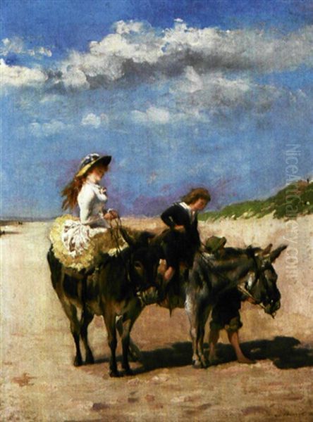 Ezelrit Op Het Strand Oil Painting by Auguste Bourotte