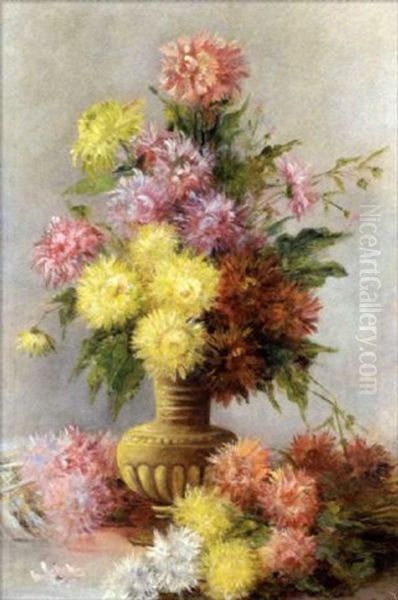 Fleurs D'automne Oil Painting by Marie-Emmanuel Bousquet