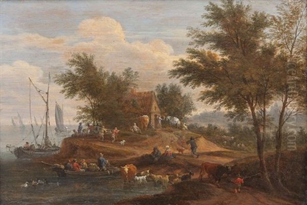 Le Retour De Pecheurs Pres De La Ferme Oil Painting by Pieter Bout